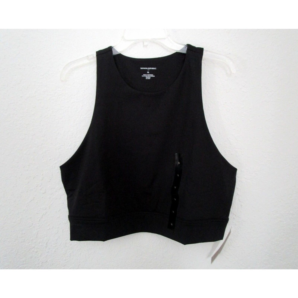 Banana Republic Factory Women's XL Black Crop Top Quick Dry Compression NEW NWT